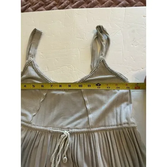 POL Sz Small Stone Maxi‎ Tank Dress Washed Frayed Trim Rayon Knit Flowy Bohemian - Picture 12 of 13